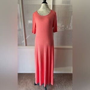 Soft Surroundings Santiago Ribbed Textured Coral Pink Maxi Dress